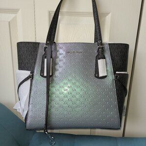 Michael Kors Tote with gray, purple, and green, patent leather NWT